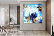 Load image into Gallery viewer, Blue White Yellow Abstract Painting Coloful Paintings On Canvas Kp119