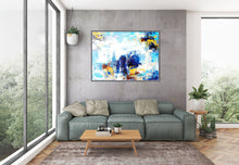 Load image into Gallery viewer, Blue White Yellow Abstract Painting Coloful Paintings On Canvas Kp119