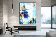 Load image into Gallery viewer, Blue White Yellow Abstract Painting Coloful Paintings On Canvas Kp119
