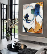 Load image into Gallery viewer, Blue White Yellow Abstract Painting Modern Canvas Art Sp092