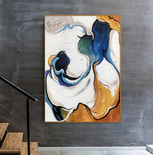 Load image into Gallery viewer, Blue White Yellow Abstract Painting Modern Canvas Art Sp092