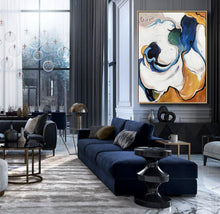Load image into Gallery viewer, Blue White Yellow Abstract Painting Modern Canvas Art Sp092