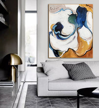 Load image into Gallery viewer, Blue White Yellow Abstract Painting Modern Canvas Art Sp092