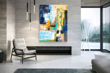 Load image into Gallery viewer, Blue White Yellow Contemporary Painting Original Abstract Art Kp078
