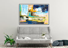 Load image into Gallery viewer, Blue White Yellow Contemporary Painting Original Abstract Art Kp078