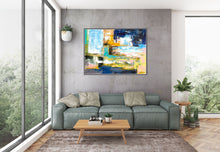 Load image into Gallery viewer, Blue White Yellow Contemporary Painting Original Abstract Art Kp078