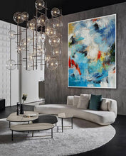 Load image into Gallery viewer, Blue White Yellow Textured Acrylic Abstract Painting On Canvas Sp100