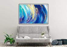 Load image into Gallery viewer, Blue White Gold Abstract Painting for Home Texture Art Kp073