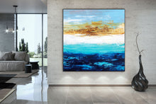 Load image into Gallery viewer, Blue Yellow Abstract Painting Seascape horizon Painting Kp088