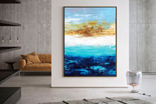 Load image into Gallery viewer, Blue Yellow Abstract Painting Seascape horizon Painting Kp088