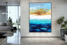 Load image into Gallery viewer, Blue Yellow Abstract Painting Seascape horizon Painting Kp088