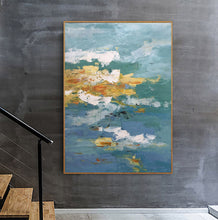 Load image into Gallery viewer, Blue Yellow White Abstract Painting Original Contemporary Painting Sp089