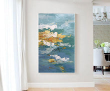 Load image into Gallery viewer, Blue Yellow White Abstract Painting Original Contemporary Painting Sp089