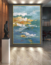 Load image into Gallery viewer, Blue Yellow White Abstract Painting Original Contemporary Painting Sp089