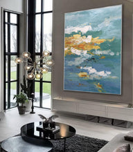 Load image into Gallery viewer, Blue Yellow White Abstract Painting Original Contemporary Painting Sp089