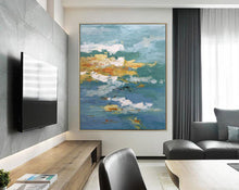 Load image into Gallery viewer, Blue Yellow White Abstract Painting Original Contemporary Painting Sp089