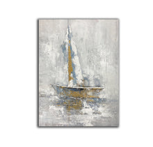 Load image into Gallery viewer, Boat Painting Abstract Acrylic Painting Gold Textured Canvas Art Sp094