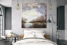 Load image into Gallery viewer, Brown Abstract Painting Original Lake Wall Art Beige Painting Sp025