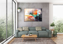 Load image into Gallery viewer, Brown Red Blue Acrylic Painting Bathroom Wall Art Kp094