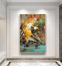 Load image into Gallery viewer, Brown Yellow Gray Painting Minimalist Abstract Painting Kp115