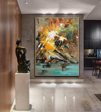 Load image into Gallery viewer, Brown Yellow Gray Painting Minimalist Abstract Painting Kp115