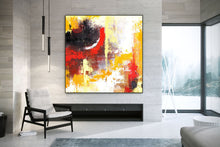 Load image into Gallery viewer, Brown Yellow Red Modern Wall Art White Abstract Painting Kp108