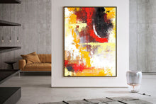 Load image into Gallery viewer, Brown Yellow Red Modern Wall Art White Abstract Painting Kp108