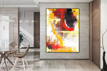Load image into Gallery viewer, Brown Yellow Red Modern Wall Art White Abstract Painting Kp108