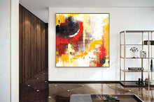 Load image into Gallery viewer, Brown Yellow Red Modern Wall Art White Abstract Painting Kp108