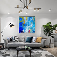 Load image into Gallery viewer, Bule Abstract Painting On Canvas Red Color Mixture White Painting Wp029