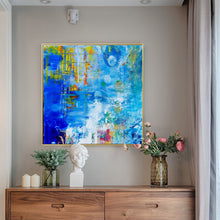 Load image into Gallery viewer, Bule Abstract Painting On Canvas Red Color Mixture White Painting Wp029