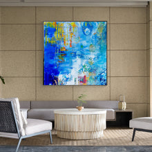 Load image into Gallery viewer, Bule Abstract Painting On Canvas Red Color Mixture White Painting Wp029