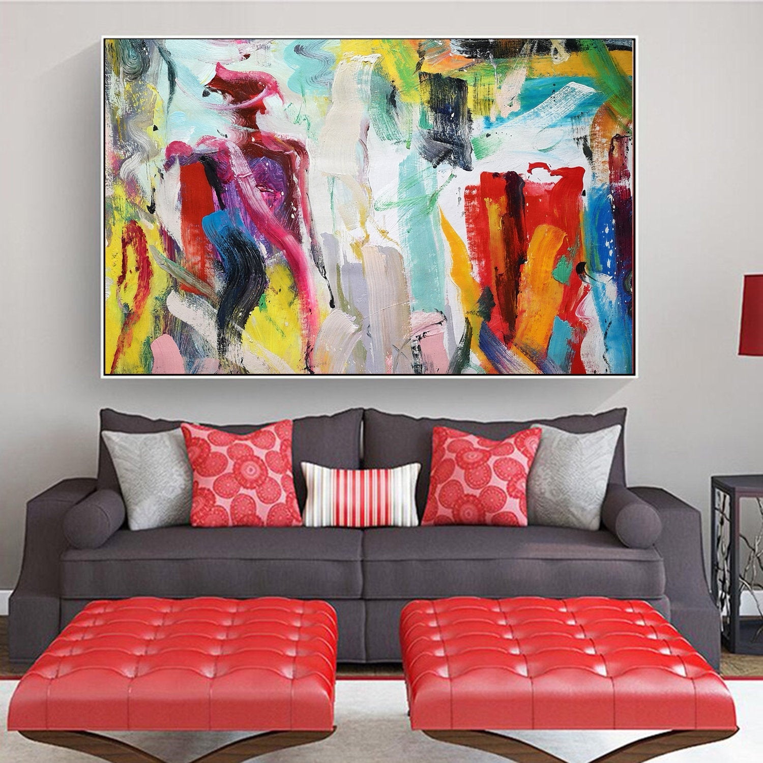 Colorful Abstract Acrylic Painting Modern Wall Art Wp078 – Extra Large Wall Art