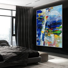 Load image into Gallery viewer, Colorful Painting Bright Color Brush Stroke Blue Green XL Canvas Art Sp077