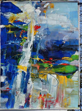 Load image into Gallery viewer, Colorful Painting Bright Color Brush Stroke Blue Green XL Canvas Art Sp077