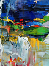 Load image into Gallery viewer, Colorful Painting Bright Color Brush Stroke Blue Green XL Canvas Art Sp077