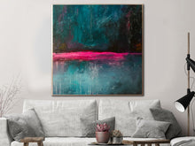 Load image into Gallery viewer, Dark Blue Abstract Painting Original Artwork Green Texture Painting Sp047
