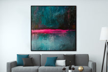 Load image into Gallery viewer, Dark Blue Abstract Painting Original Artwork Green Texture Painting Sp047