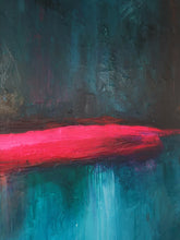 Load image into Gallery viewer, Dark Blue Abstract Painting Original Artwork Green Texture Painting Sp047