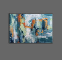 Load image into Gallery viewer, Dark Blue Yellow White Acrylic Painting Palette Knife Canvas Art Wp066