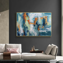 Load image into Gallery viewer, Dark Blue Yellow White Acrylic Painting Palette Knife Canvas Art Wp066