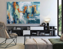 Load image into Gallery viewer, Dark Blue Yellow White Acrylic Painting Palette Knife Canvas Art Wp066