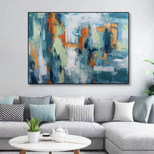 Load image into Gallery viewer, Dark Blue Yellow White Acrylic Painting Palette Knife Canvas Art Wp066