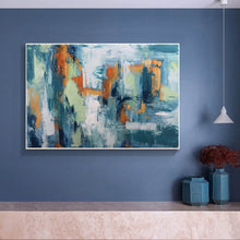 Load image into Gallery viewer, Dark Blue Yellow White Acrylic Painting Palette Knife Canvas Art Wp066