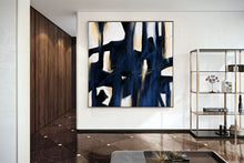 Load image into Gallery viewer, Deep Blue Beige White Abstract Painting Large Artwork Kp092