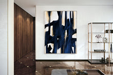 Load image into Gallery viewer, Deep Blue Beige White Abstract Painting Large Artwork Kp092