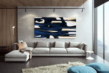 Load image into Gallery viewer, Deep Blue Beige White Abstract Painting Large Artwork Kp092