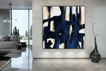Load image into Gallery viewer, Deep Blue Beige White Abstract Painting Large Artwork Kp092