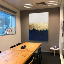 Load image into Gallery viewer, Deep Blue Gold Leaf Abstract Painting Modern Wall Abstract Art Sp062