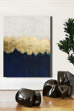 Load image into Gallery viewer, Deep Blue Gold Leaf Abstract Painting Modern Wall Abstract Art Sp062